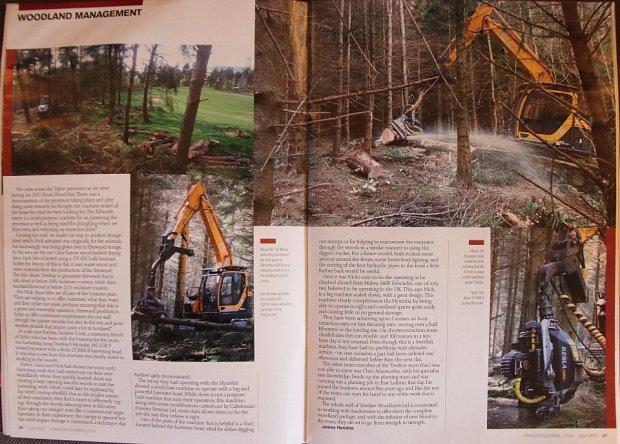 Page 2 featuring our harvester, put together by Caledonian Forestry Services, as well as some of our thinning work